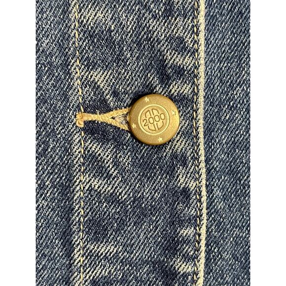 Bill Bass Medium Vest Vintage 90s Denim Embroidered Floral Rhinestone Y2K Rose - Picture 7 of 9